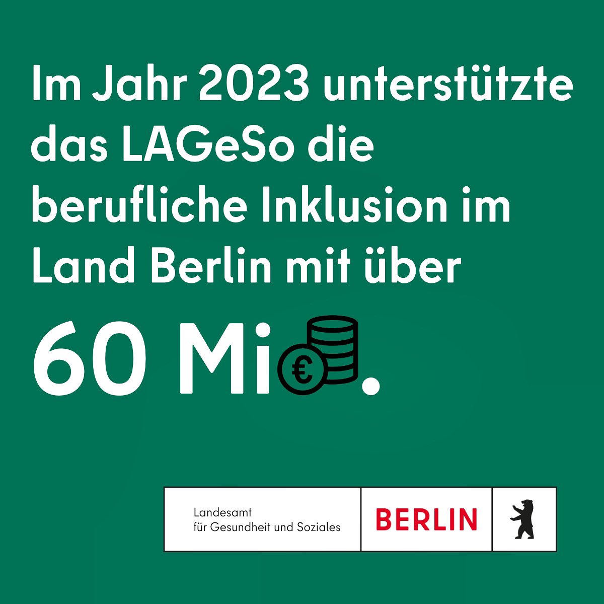 Internationaler Tag der Menschen mit #Behinderung: Allein im Jahr 2023 unterstützte das LAGeSo mit über 60 Mio. Euro aus Mitteln der Ausgleichsabgabe die berufliche #Inklusion schwerbehinderter Menschen im Land #Berlin.
Zur Pressemitteilung: berlin.de/lageso/service…