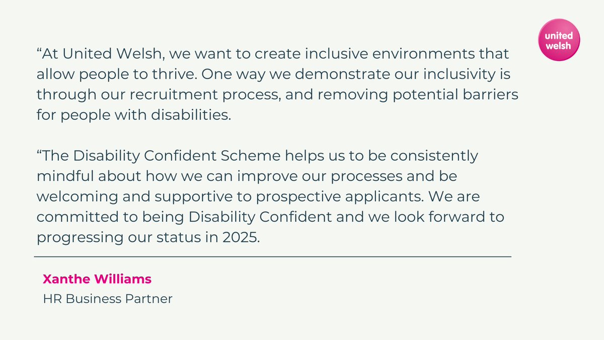 Being a Disability Confident employer helps us continually improve our recruitment and personal development processes for staff with disabilities. We asked Xanthe how the Disability Confident scheme has helped United Welsh. 
#InternationalDayofPeoplewithDisabilities