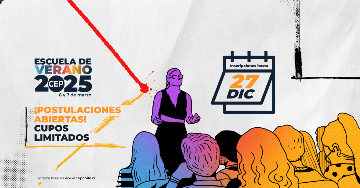 #EscuelaDeVeranoCEP 2025 🎓 | ¡YA ESTÁN ABIERTAS LAS INSCRIPCIONES!

🧑‍🎓 Para alumnos regular de pregrado o posgrado.
🗓️ 6 y 7 de marzo.
😱 Jornadas gratuitas.
✍️ Conoce más y postula hasta el 27 de diciembre aquí > ow.ly/1cvr50Ufawe