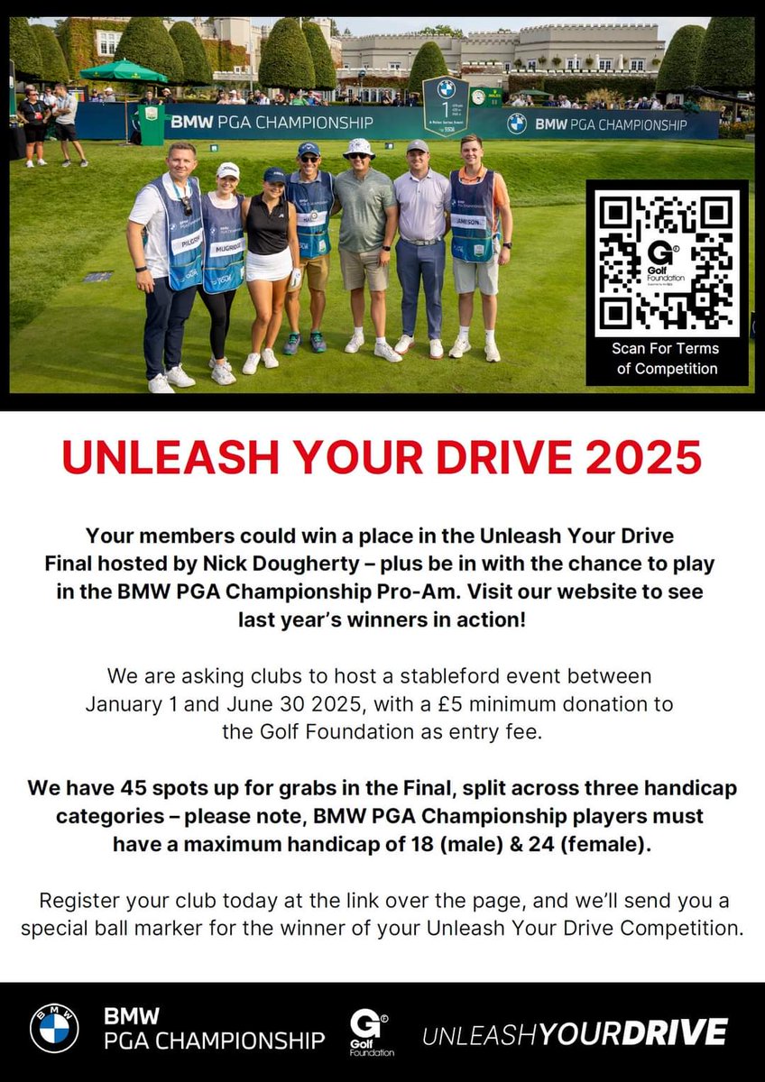 Kent Golf (@kent_golf_) on Twitter photo The <a href="/golffoundation/">Golf Foundation</a>'s Unleash Your Drive event is back in 2025, and once again, they are offering three places in the BMW PGA Championship Pro-Am for three lucky golfers across GB & I.
Find out more at us14.campaign-archive.com/?e=__test_emai…
#unleashyourdrive #golfcompetition #KentGolf The <a href="/golffoundation/">Golf Foundation</a>'s Unleash Your Drive event is back in 2025, and once again, they are offering three places in the BMW PGA Championship Pro-Am for three lucky golfers across GB & I.
Find out more at us14.campaign-archive.com/?e=__test_emai…
#unleashyourdrive #golfcompetition #KentGolf