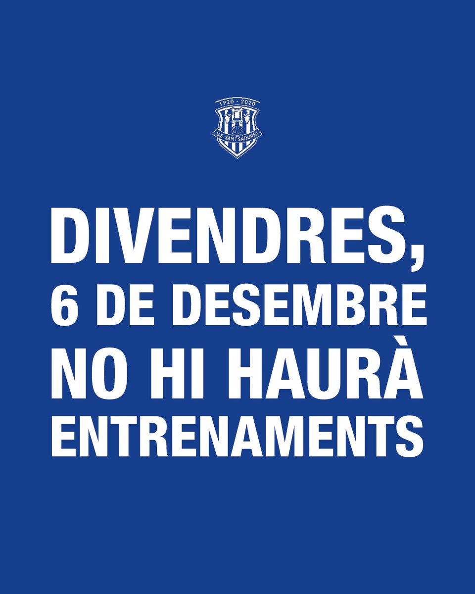 ⚠️ Aquest divendres, 6 de desembre, les nostres instal·lacions estaran tancades amb motiu del festiu nacional, i els entrenaments quedaran suspesos. Tampoc hi haurà partits aquest cap de setmana. ⚠️