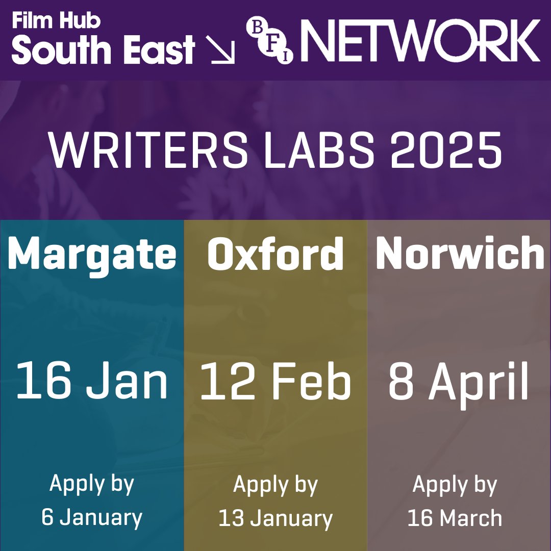 BFI NETWORK South East (@networkfhse) on Twitter photo In partnership with <a href="/TCMargate/">Turner Contemporary</a> <a href="/FILMOXFORD/">Film Oxford</a>
and <a href="/WritersCentre/">National Centre for Writing</a> we are hosting three Writers Labs across the South East to support talented writers. Do you have ambitions to develop a feature film treatment or a short film script? Read more about it here:
independentcinemaoffice.org.uk/film-hub-south… In partnership with <a href="/TCMargate/">Turner Contemporary</a> <a href="/FILMOXFORD/">Film Oxford</a>
and <a href="/WritersCentre/">National Centre for Writing</a> we are hosting three Writers Labs across the South East to support talented writers. Do you have ambitions to develop a feature film treatment or a short film script? Read more about it here:
independentcinemaoffice.org.uk/film-hub-south…