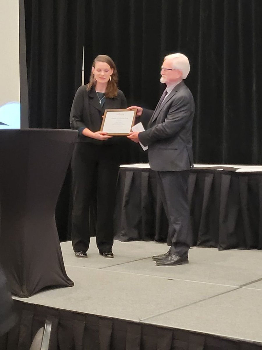 Public school board trustees David Thompson and Audrey Trombley receiving the <a href="/SaskSchoolBoard/">SSBA</a>'s highest honour: the Award of Distinction. We offer our profound congratulations!