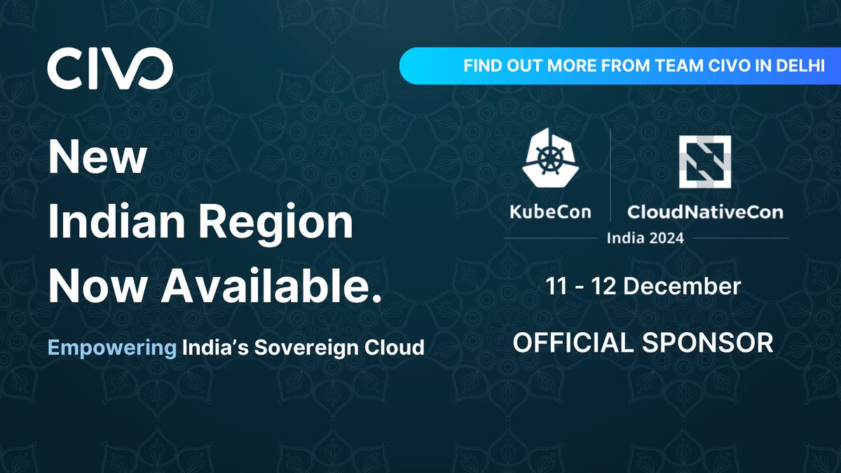 CivoCloud's tweet photo. 🇮🇳 KubeCon is coming to India! 

We’re proud to be the Platinum Sponsor of this historic first edition in Delhi, Dec 11-12. Visit us at Booth P1 to talk about our Indian region launch, GPU innovations, and more! 

Read our blog for all the details ➡️ https://t.co/XSQYB2CRkT https://t.co/JM7krkHkGh