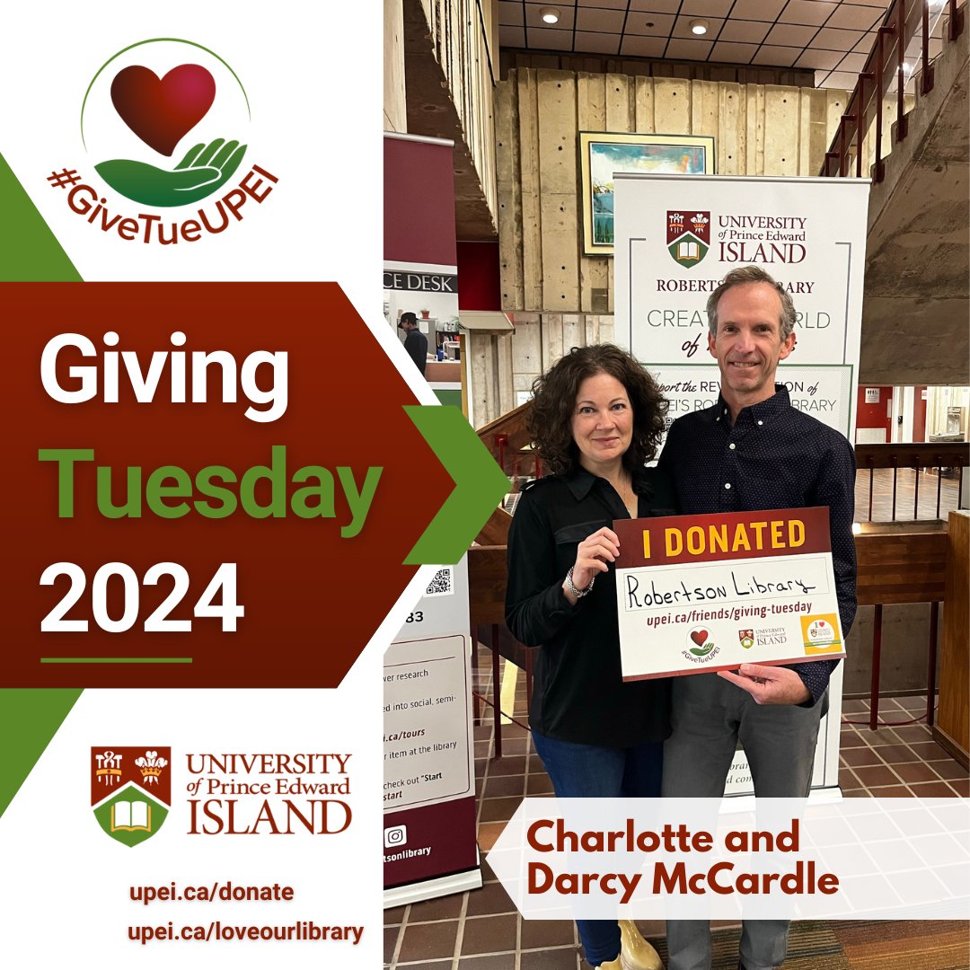 UPEI Alumni (@upeialumni) on Twitter photo 🌟 This #GivingTuesday, Charlotte and Darcy are leading the way in supporting the Robertson Library Revitalization Campaign. We hope you will join them! Every gift makes a difference! 💚📖 #SupportRobertsonLibrary #UPEI #GivingTuesday @upei <a href="/UPEI/">University of PEI</a>SU 🌟 This #GivingTuesday, Charlotte and Darcy are leading the way in supporting the Robertson Library Revitalization Campaign. We hope you will join them! Every gift makes a difference! 💚📖 #SupportRobertsonLibrary #UPEI #GivingTuesday @upei <a href="/UPEI/">University of PEI</a>SU