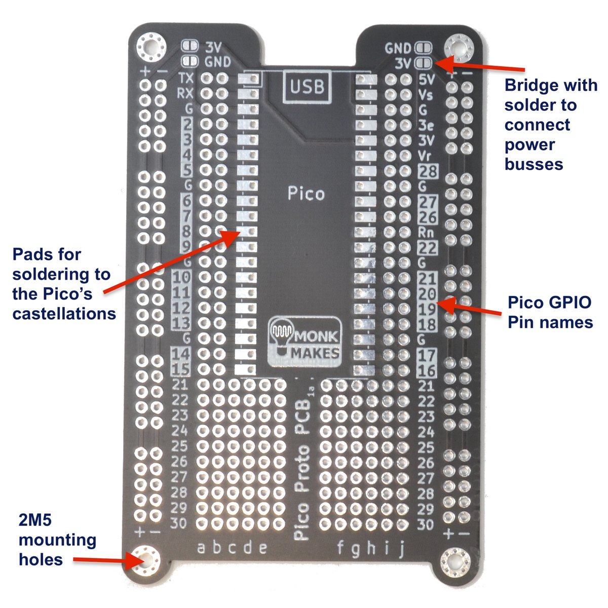 monkmakes's tweet photo. The MonkMakes Breadboard for Pico (Pin names printed on breadboard) and Pico Proto make a great conbo for your #raspberry_pi #pico projects. Prorotype it on the solderless breadboard first, then solder it up on the Pico Proto. https://t.co/U6It9zKrOt https://t.co/wkAZYhPEDm https://t.co/9EcJI2ajLJ