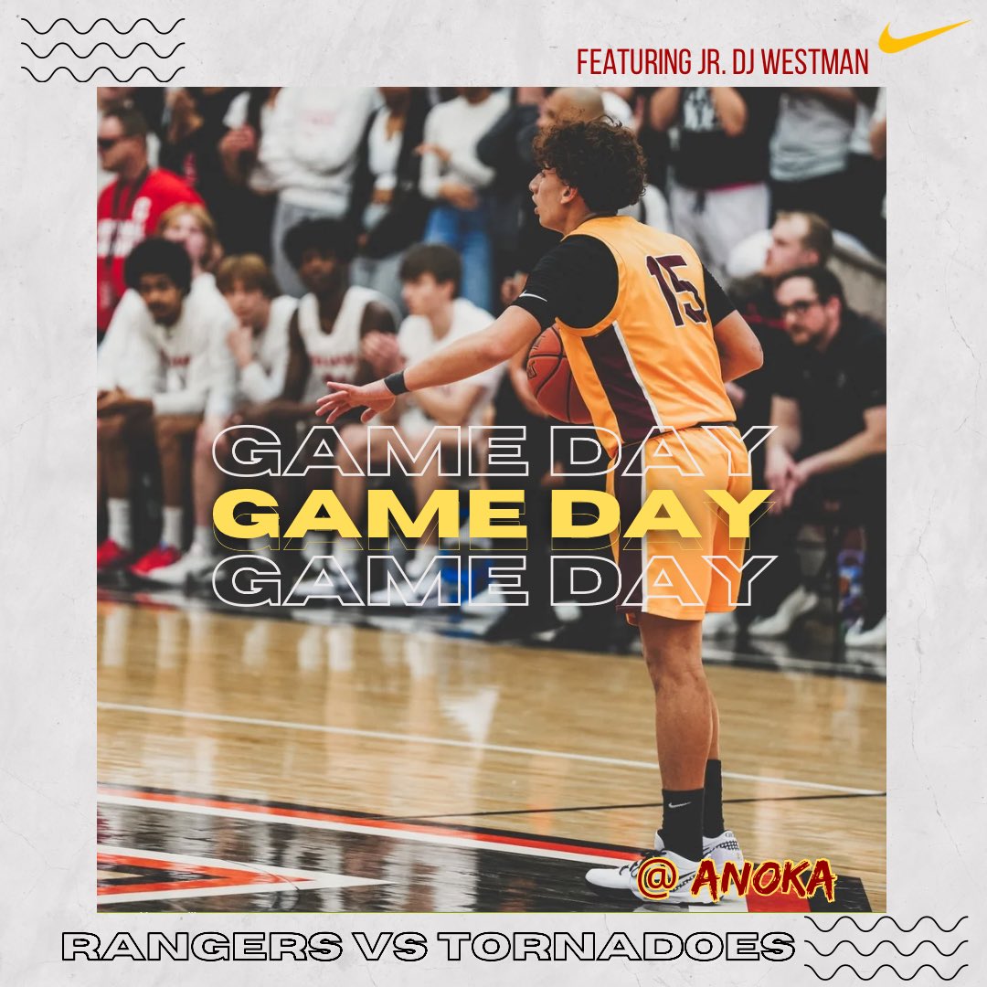 GAMEDAY. 

The Rangers will hit the road to battle section opponent Anoka. We hope to see you there! 

TICKETS: gofan.co/app/school/MN1…

9A: 4:00pm 
9B: 4:00pm 
B Squad: 5:30pm 
JV: 5:30pm 
Varsity: 7:00pm