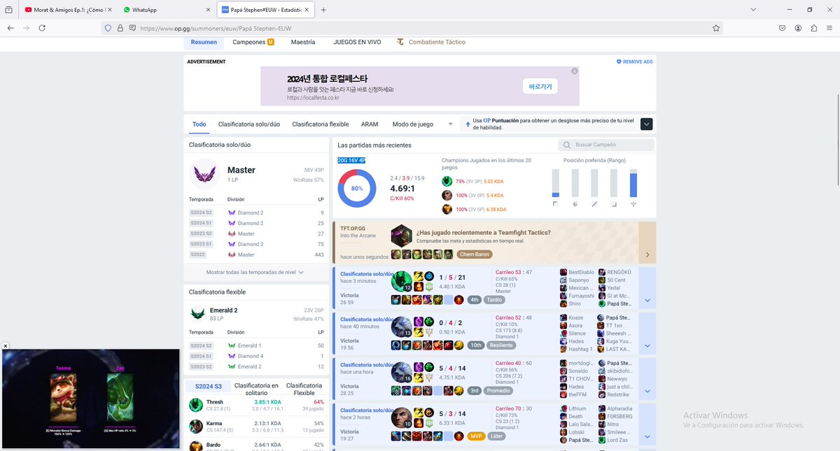 He jugado 2 dias seguidos. de d4 a master 16-4 xD