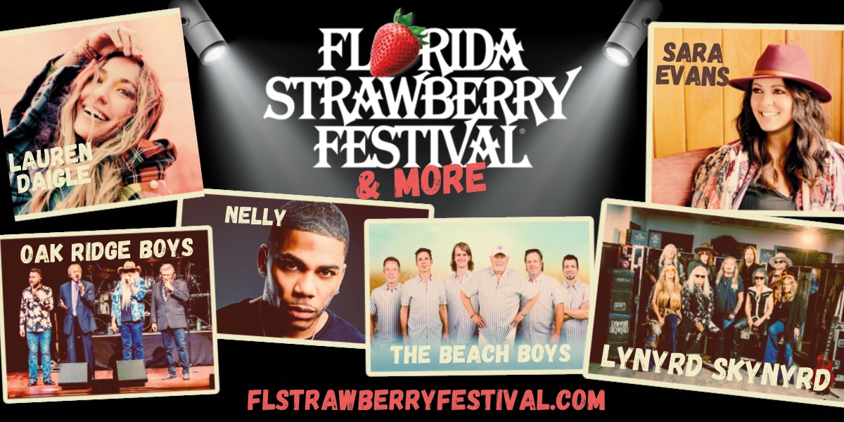 The Florida Strawberry Festival® released today its lineup of artists performing on the Wish Farms Soundstage at the 2025 event...
Advance tickets... on sale 12/12, at 8 a.m. at the Amscot Main Ticket Office...www.flstrawberryfestival.com ...  ospreyobserver.com/2024/11/florid…