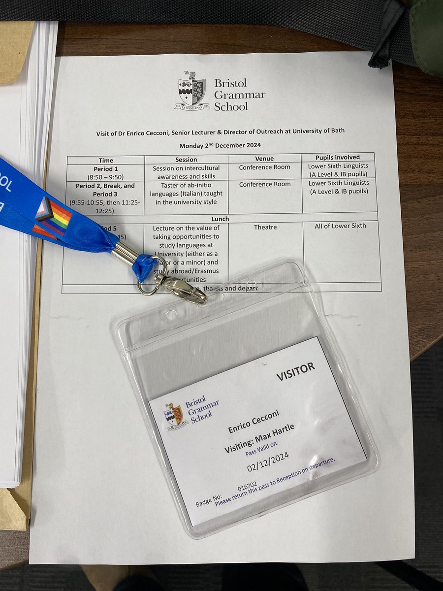 Great to deliver 3 hour sessions on language studies at the lower Sixth Linguists of <a href="/BGSBristol/">BristolGrammarSchool</a> and 1h lecture to all of lower sixth. Special thank you note to Max Hartle for organizing the event and the kind invitation and wonderful hospitality <a href="/PoLIS_Bath/">PoLIS - Bath</a> <a href="/UniofBath/">University of Bath</a>