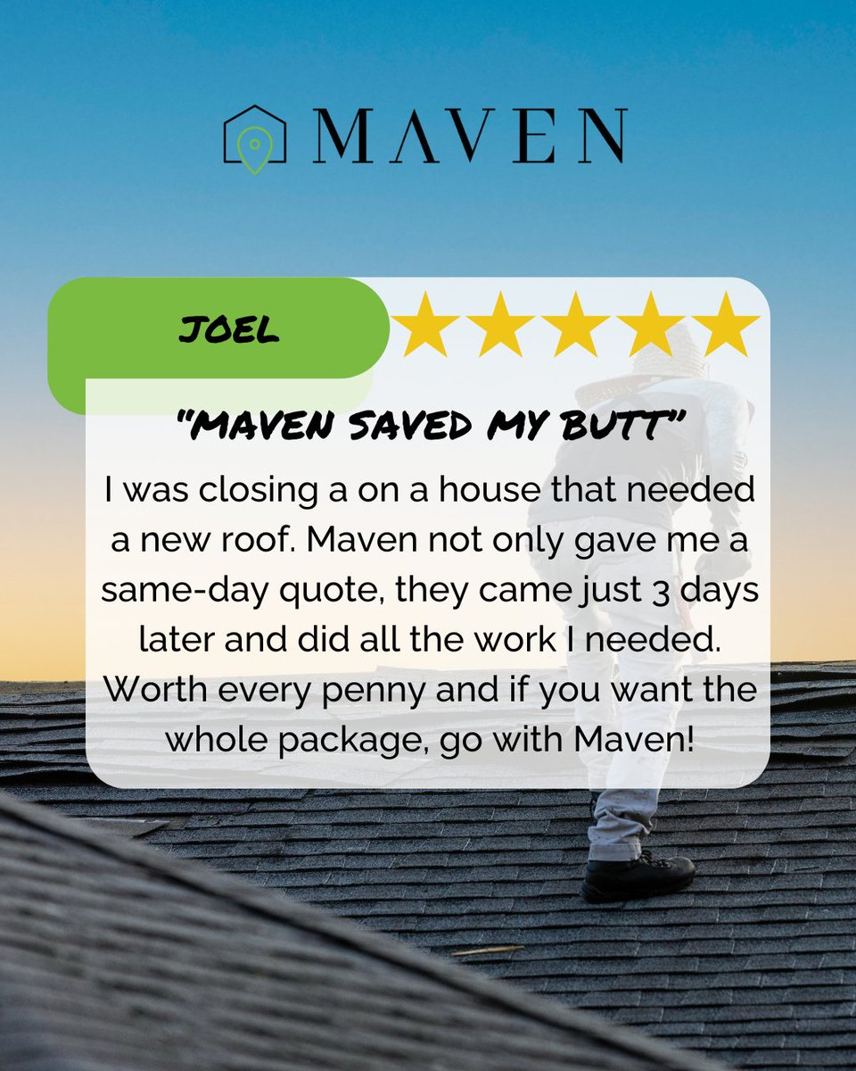 MavenRoofing's tweet photo. 🌟 Customer Spotlight! 🌟 Just received this amazing review from one of our happy customers! We're thrilled to hear such positive feedback! What’s the best customer experience you’ve ever had? Share your stories with us in the comments! #CustomerLove https://t.co/8mUbZkcekz
