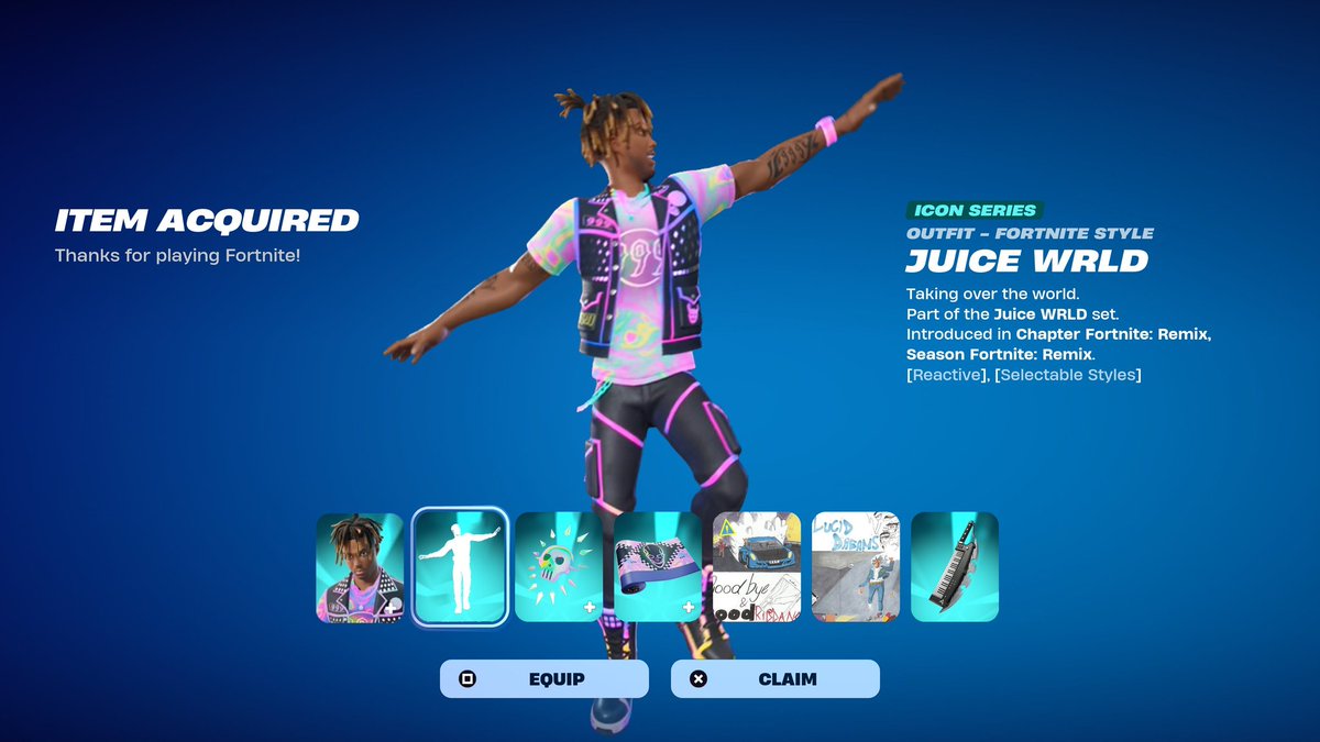 FortNewsfn's tweet photo. Apparently, Fortnite has changed the Juice WRLD emote song!!!
Could they have changed it from Lucid Dreams to the original song Feeling?

#fortnite #news #JuiceWRLD https://t.co/JF47Z5gvzA