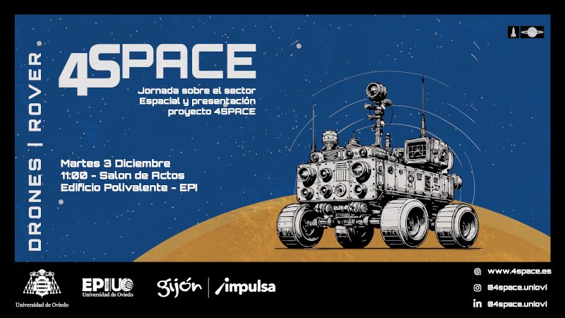 Drone4Students pasa a ser 4Space, un numeroso y entusiasta grupo multidisciplinar enfocado al emprendimiento de la nueva carrera espacial, la New Space. Hoy participamos en la presentación en el edificio polivalente de  la Universidad de Oviedo.