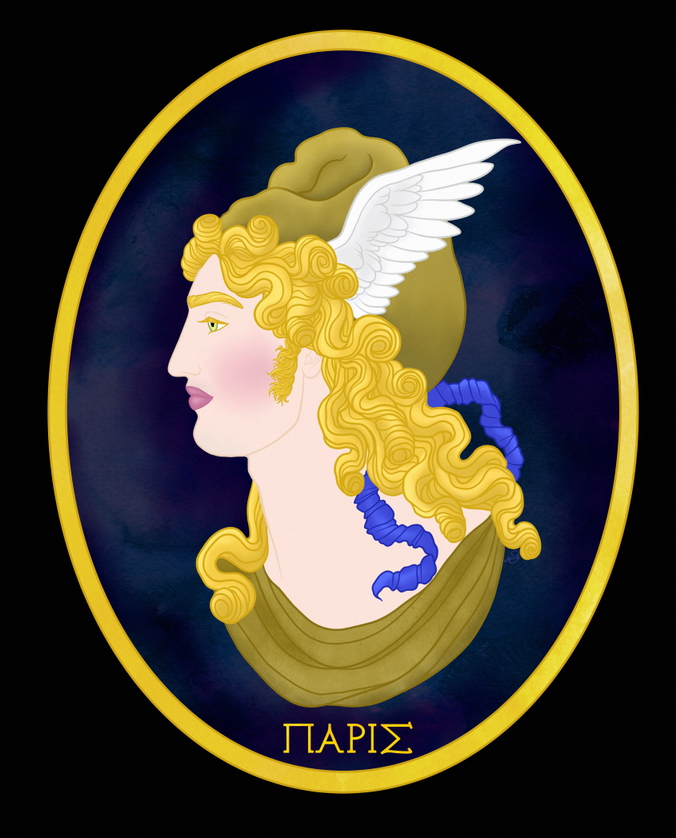 AMilankovacevic's tweet photo. A new cameo, the Trojan prince Paris (Aléxandros), who was dragged  by gods into initiating the Trojan war by abducting the most beautiful  woman of Antiquity, Hellen of Sparta, under auspices of his immortal  benefactrice, the very goddess of Love, Aphrodite.
#illustration https://t.co/TjSJJcRczN