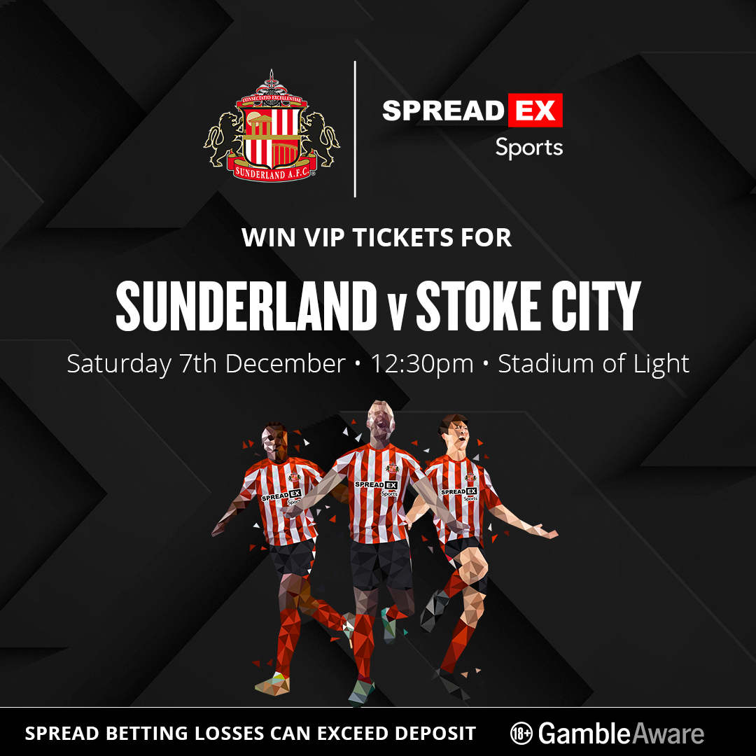 SpreadexSport's tweet photo. We are giving you the chance to win a pair of  VIP tickets to @SunderlandAFC 🆚 Stoke City!🎟️

For the chance to win🥇:

1⃣ Follow us , Repost this post &amp; Tag a mate!♻️
2⃣ Enter your details in the entry form below⤵️
https://t.co/wfa6Zfk0KZ

TS&amp;C's apply🔞 https://t.co/M6tFc7VL9T