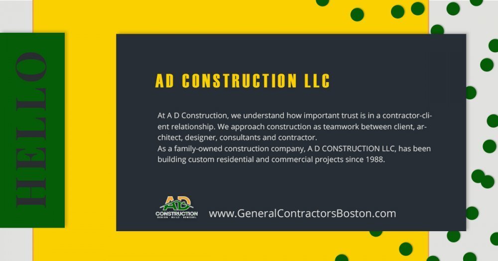 A_Dconstruction's tweet photo. At A D Construction, we understand how important trust is in a contractor-client relationship. We approach construction as teamwork between client, architect, designer, consultant and contractor. 
Learn more https://t.co/UuqAyj8MSL https://t.co/oBMoaAvLSN