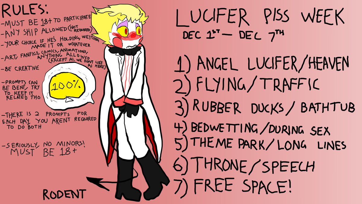 Rodentlikespiss's tweet photo. #luciferpissweek2024 day 3 - rubber duck/bathtub

contains piss.

#HazbinHotelLucifer https://t.co/vJfTgYrKAv