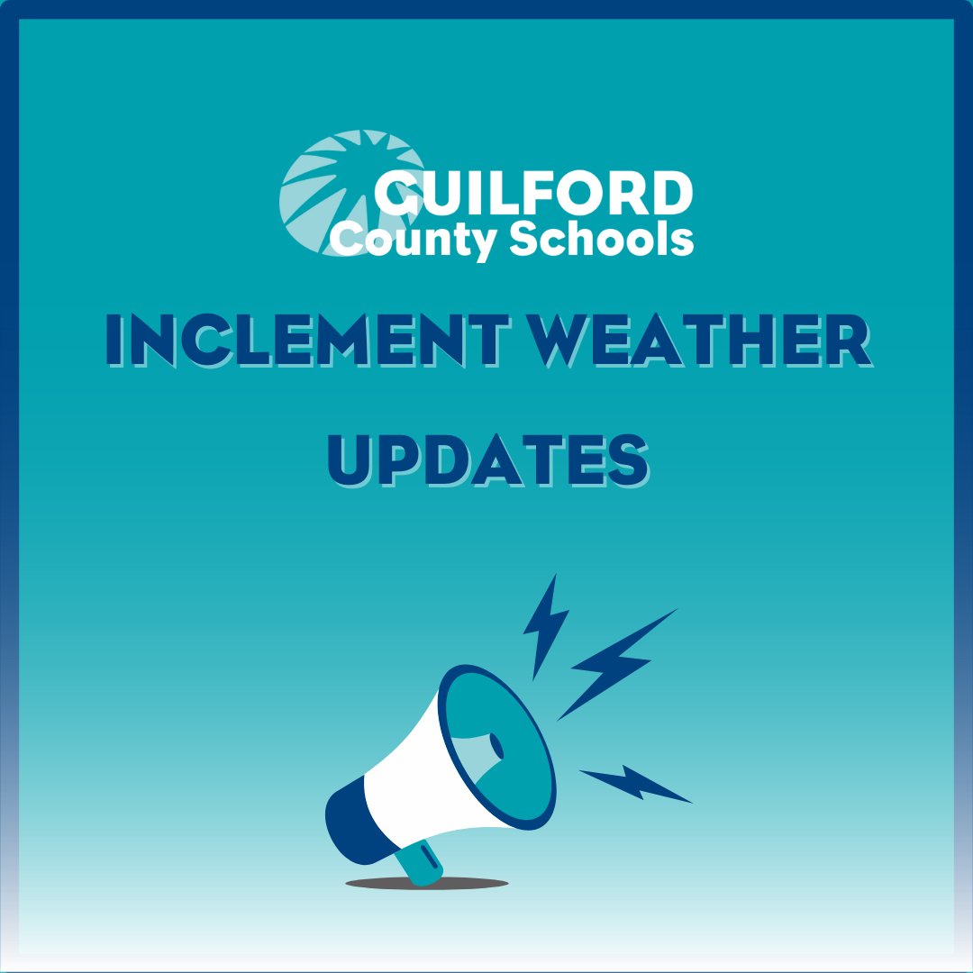 GCSchoolsNC's tweet photo. #GCSUpdates | Due to continued icy road conditions, Guilford County Schools will be closed today. It will be an optional teacher work day. Other staff will report using Emergency Closing Plan A. https://t.co/gip6XOLMfq
