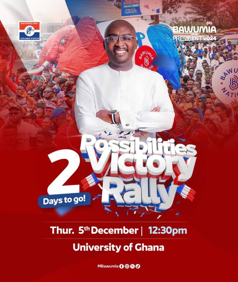 owusua_sem's tweet photo. *NPP TO HOLD POSSIBILITIES VICTORY RALLY*

_*with God, All things are  possible....Matthew 19:26*_

#PosibilitiesVictoryRally
#BawumiaNapo2024
#BoldSolutionsForJobs
#BoldSolutionsForBusiness
#ItIsPossible https://t.co/r4IXVSGQjq