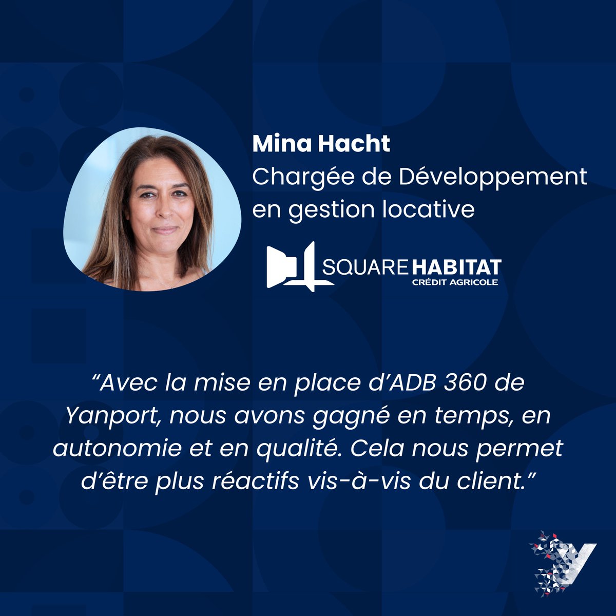 Interview de Mina Hacht, Chargée de Développement en #gestionlocative chez <a href="/SquareHabitatCA/">Square Habitat Crédit Agricole</a>
Découvrez comment la solution 𝐀𝐃𝐁 𝟑𝟔𝟎 de Yanport a permis à son équipe d'optimiser son activité 👉 bit.ly/41i6wZq

#immobilier