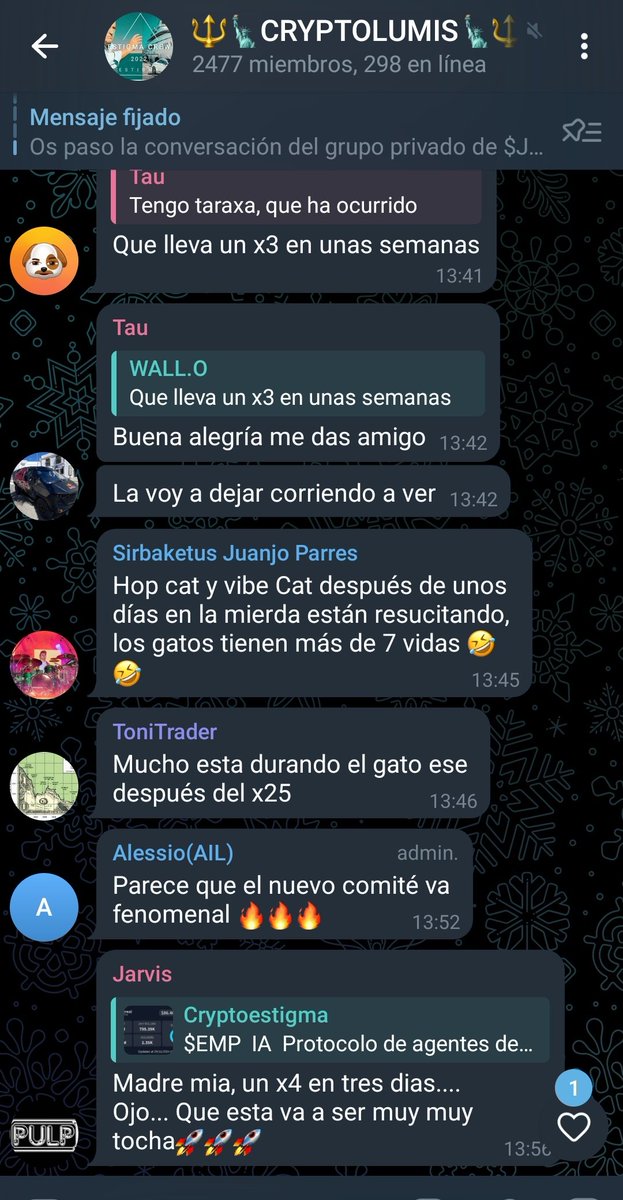 CryptoEstigma's tweet photo. 🚀📈 Lluvia de Xs en mi grupo de TG, CRYPTOLUMIS !!

Como ya es costumbre de forma recurrente y desde hace años:

👉🏻https://t.co/08xSR8dxWn

Si quieres ganar pasta, compra el primero y vende el último. La altseason está aquí y no vas a querer ser el último.

🧠💸 https://t.co/h9Fv7l6wkz