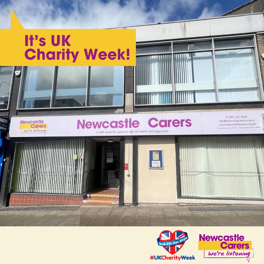 It's #UKCharityWeek and we'd like to say a huge "Thank You" to all of our staff members, volunteers, trustees, funders, partners and supporters.❤️ 

It's because of their incredible hard work, that we're able to continue supporting unpaid carers across Newcastle.