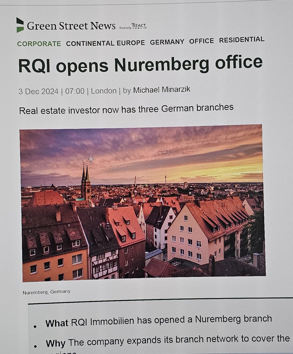 Prof. Dr. Nico Rottke 🇪🇺 (@nico_rottke) on Twitter photo Nun ist die <a href="/RQI_AG/">RQI Immobilien AG</a> bundesweit vertreten mit Standorten in Nord/Ost (Berlin), West (Wiesbaden) und Süd (MR Nürnberg).
Es ist ein tolles Jahr grsordem mit einer knappen Mrd. EUR AuM und 24 Mitarbeitern an Bord. Nun ist die <a href="/RQI_AG/">RQI Immobilien AG</a> bundesweit vertreten mit Standorten in Nord/Ost (Berlin), West (Wiesbaden) und Süd (MR Nürnberg).
Es ist ein tolles Jahr grsordem mit einer knappen Mrd. EUR AuM und 24 Mitarbeitern an Bord.