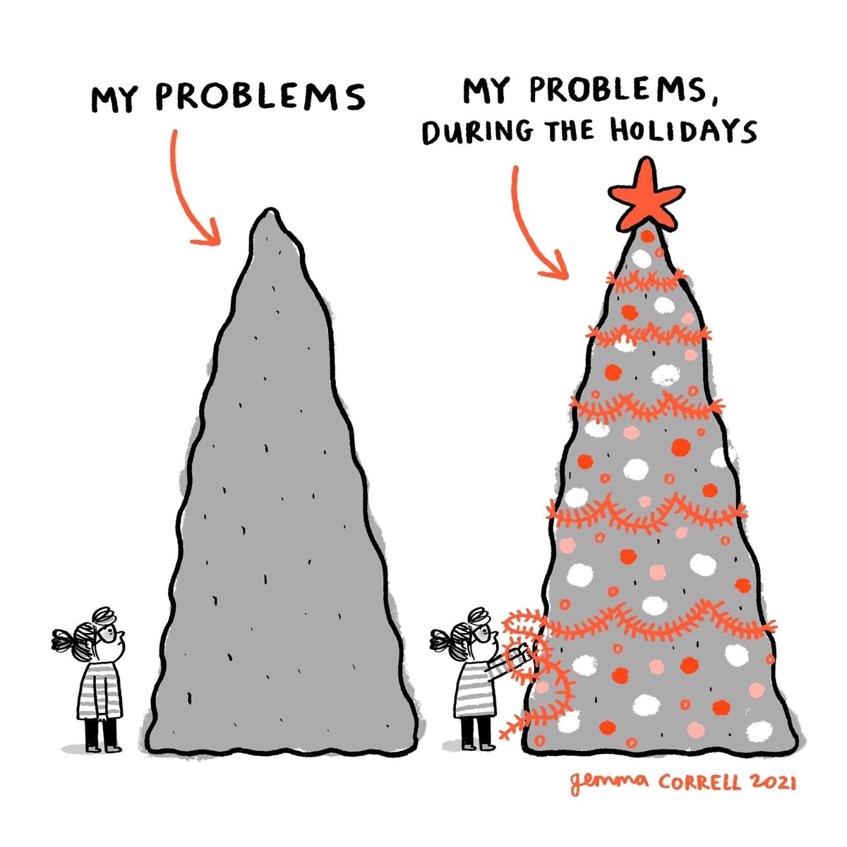 December is a month of twinkly lights &amp; celebrations. But #mentalhealth doesn’t care about the season. It’s ok if this time of year feels hard &amp; you need some support. #Counselling provides a space where you don’t have to pretend to be ok.

📷 <a href="/gemmacorrell/">Gemma Correll</a>
