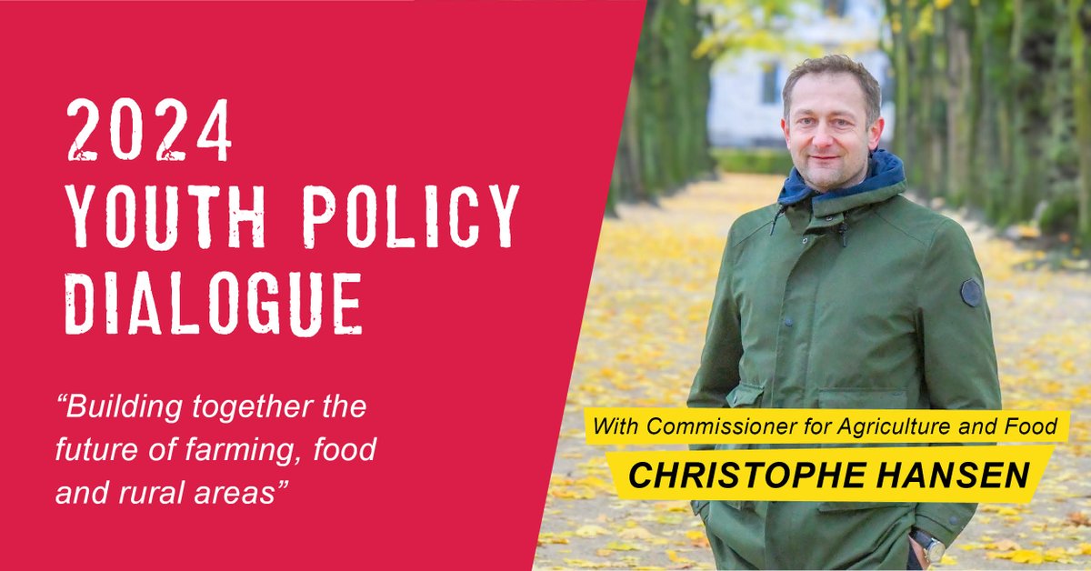 🌱Youth is the future of agriculture &amp; rural areas!

🇪🇺We want to hear from young voices how to build the future of farming, food &amp; rural life together

At the first EU Youth Policy Dialogue, Commissioner <a href="/CHansenEU/">Christophe Hansen</a> will meet young citizens to share ideas

europa.eu/!GK4Qrj