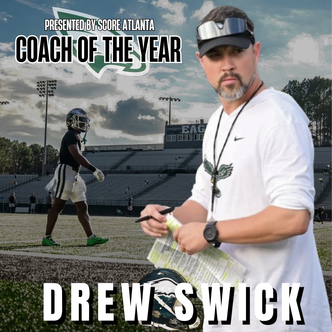Collins Hill Eagles Football (@collinshillfb) on Twitter photo ‼️Eagle Nation‼️Our Head Coach, Drew Swick has been named the COACH OF THE YEAR by <a href="/scoreatlanta/">SCORE Atlanta</a>! He will be honored on December 8th at the Award Ceremony in Lilburn. Congrats, Coach Swick!
#FORTHEHILL 🦅 #FAMILY ‼️Eagle Nation‼️Our Head Coach, Drew Swick has been named the COACH OF THE YEAR by <a href="/scoreatlanta/">SCORE Atlanta</a>! He will be honored on December 8th at the Award Ceremony in Lilburn. Congrats, Coach Swick!
#FORTHEHILL 🦅 #FAMILY