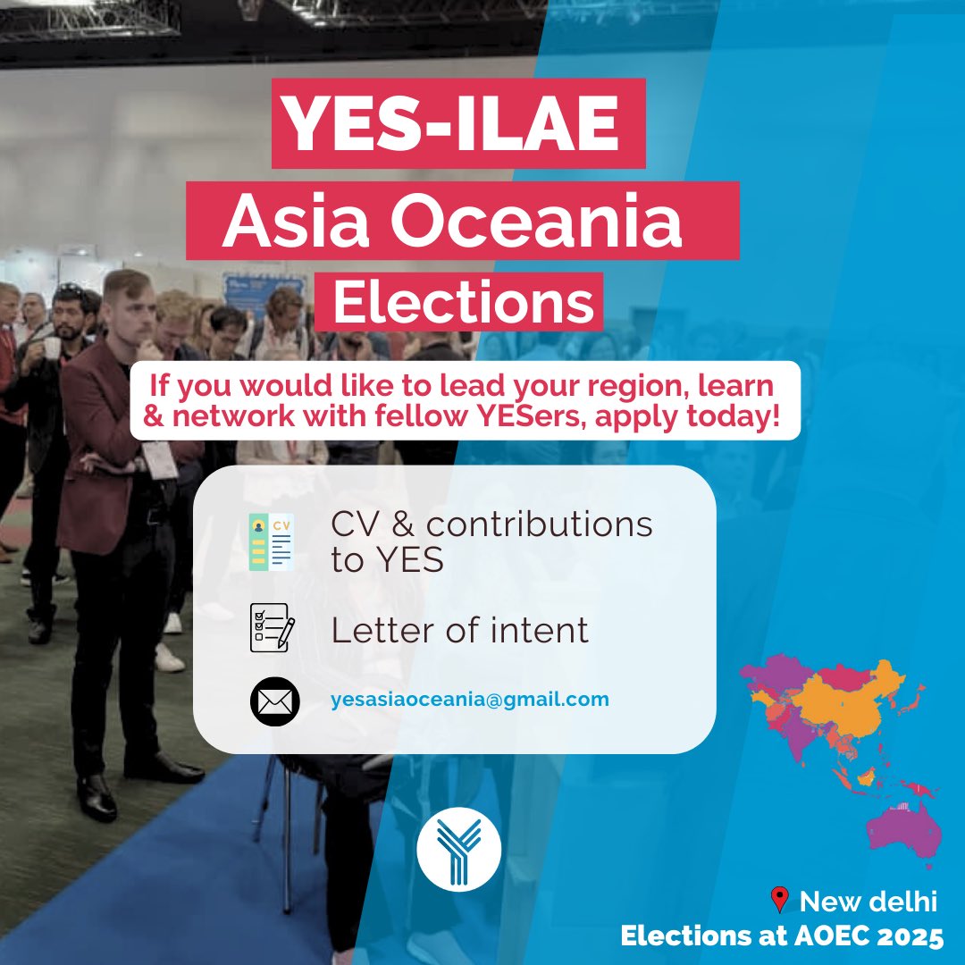 yesILAE (@yesilae) on Twitter photo We are so excited to announce the opening of interest - for the next YES Asia Oceania representative position !! Apply today!!
Results to be declared at the #AOEC2025.
<a href="/IlaeWeb/">International League Against Epilepsy</a> <a href="/drasrannaneuro/">Dr Ajay Asranna</a> <a href="/Divyani_Garg/">Divyani</a> <a href="/Honor00643183/">Honor</a> We are so excited to announce the opening of interest - for the next YES Asia Oceania representative position !! Apply today!!
Results to be declared at the #AOEC2025.
<a href="/IlaeWeb/">International League Against Epilepsy</a> <a href="/drasrannaneuro/">Dr Ajay Asranna</a> <a href="/Divyani_Garg/">Divyani</a> <a href="/Honor00643183/">Honor</a>