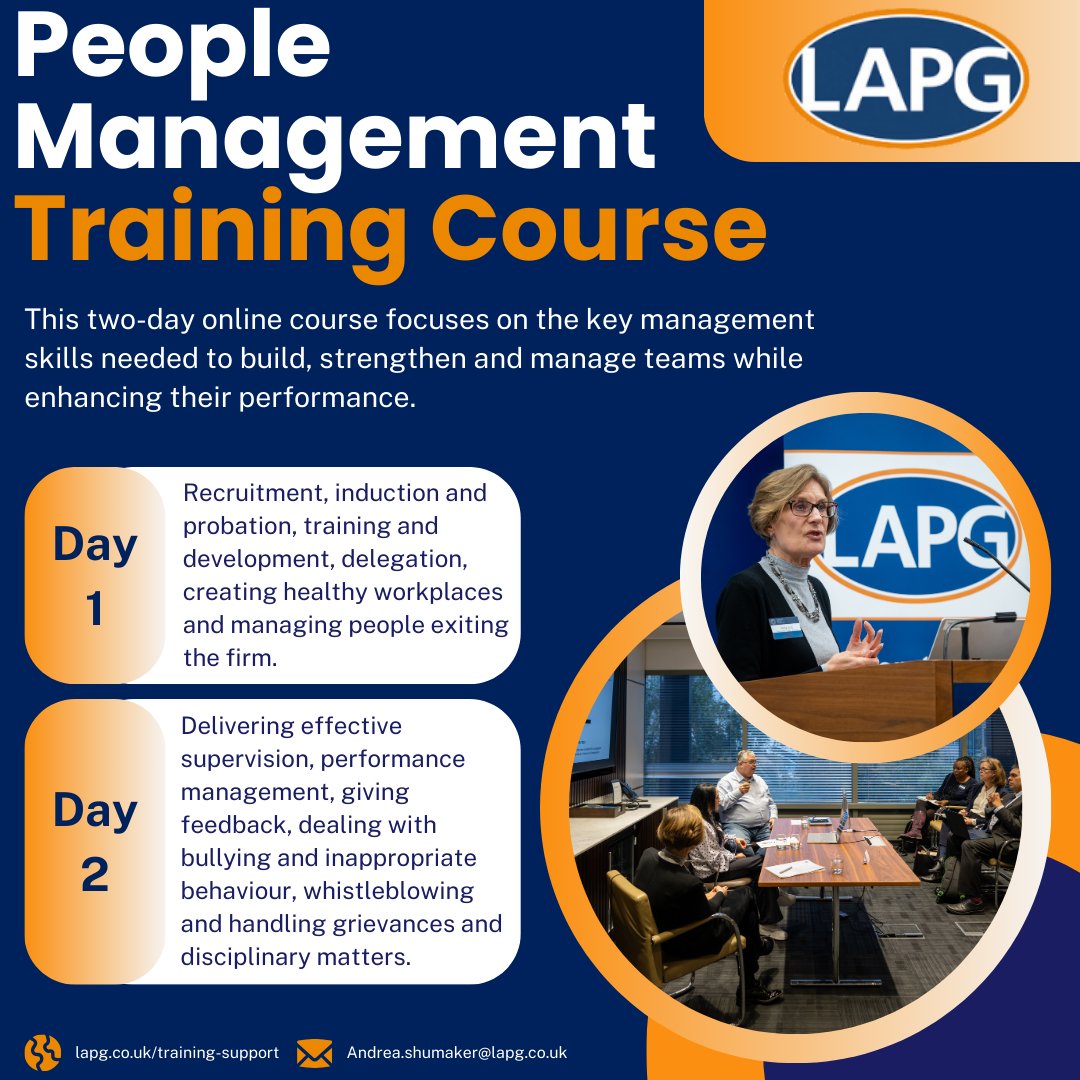 Legal Aid Practitioners Group (LAPG) (@wearelapg) on Twitter photo Looking for some management training? We have the perfect thing! Our ✨new✨two-day people management online course is delivered by
<a href="/VickyLing1/">Vicky Ling</a> and @MattHowgate and is running on 21st Jan & 25th Feb 2025!
Book here: bit.ly/483IQsS Looking for some management training? We have the perfect thing! Our ✨new✨two-day people management online course is delivered by
<a href="/VickyLing1/">Vicky Ling</a> and @MattHowgate and is running on 21st Jan & 25th Feb 2025!
Book here: bit.ly/483IQsS
