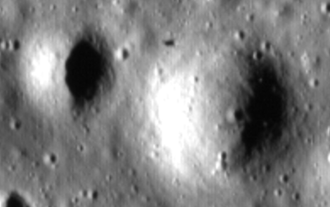 Apollo 12 lunar module, and trails from it, imaged by South Korea's Danuri probe in October 24, 2023, uploaded today.