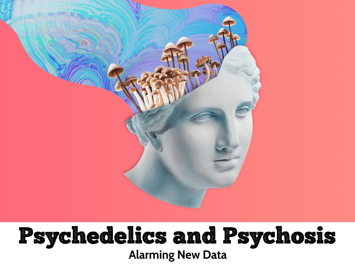 #Psychedelics (eg #psilocybin #LSD #MDMA) linked to 4-fold risk of #psychosis in this huge, 5-year cohort study of people who visited the ED for drug use:
pubmed.ncbi.nlm.nih.gov/39535804

Does not prove causation, but adjusted data showed a greater risk than with alcohol or cannabis