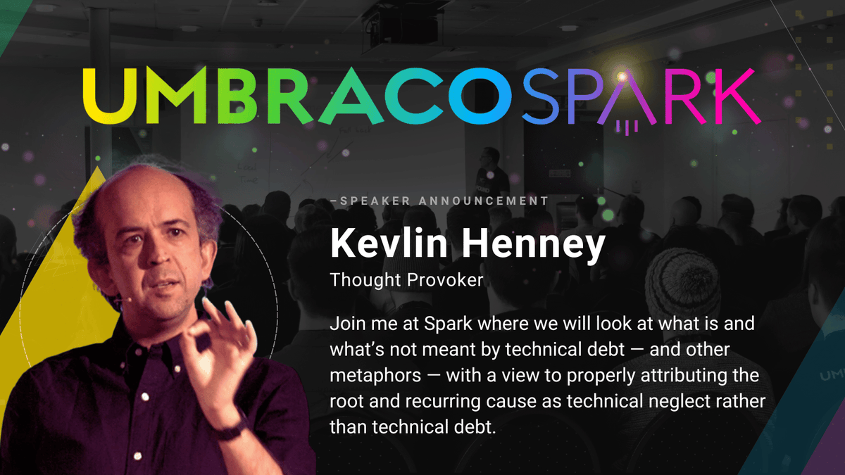 umbracospark's tweet image. 📢 NEW SPEAKER ALERT 📢
Please join us in welcoming @KevlinHenney who will be joining us at #umbracospark 2025 to discuss how technical debt is more often an effect than a cause.
🎟️ Early bird tickets available for a limited time: umbracospark.com 🎟️