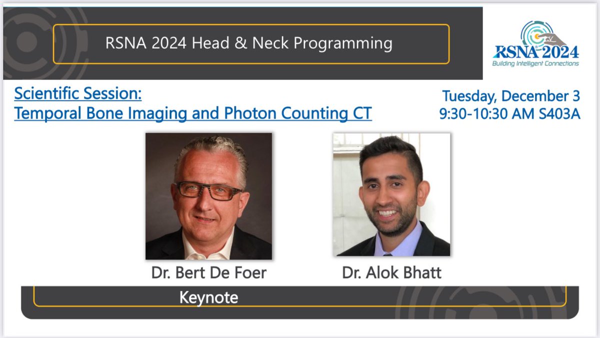 Hillary Kelly, MD (@hillaryrkelly) on Twitter photo #RSNA24 Head & Neck Scientific Session #2 coming at you this morning at 9:30am in S403A. Moderated by <a href="/Alok_A_Bhatt/">Alok A. Bhatt</a> & keynote speaker <a href="/Bert_DeFoer/">Bert De Foer</a> - will be a fantastic hour of cutting edge PC-CT and temporal bone imaging. 👂🦻👂🦻
<a href="/RSNA/">RSNA</a> <a href="/ASHNRSociety/">ASHNR</a> <a href="/ESHNRSociety/">ESHNR</a> #RSNA24 Head & Neck Scientific Session #2 coming at you this morning at 9:30am in S403A. Moderated by <a href="/Alok_A_Bhatt/">Alok A. Bhatt</a> & keynote speaker <a href="/Bert_DeFoer/">Bert De Foer</a> - will be a fantastic hour of cutting edge PC-CT and temporal bone imaging. 👂🦻👂🦻
<a href="/RSNA/">RSNA</a> <a href="/ASHNRSociety/">ASHNR</a> <a href="/ESHNRSociety/">ESHNR</a>