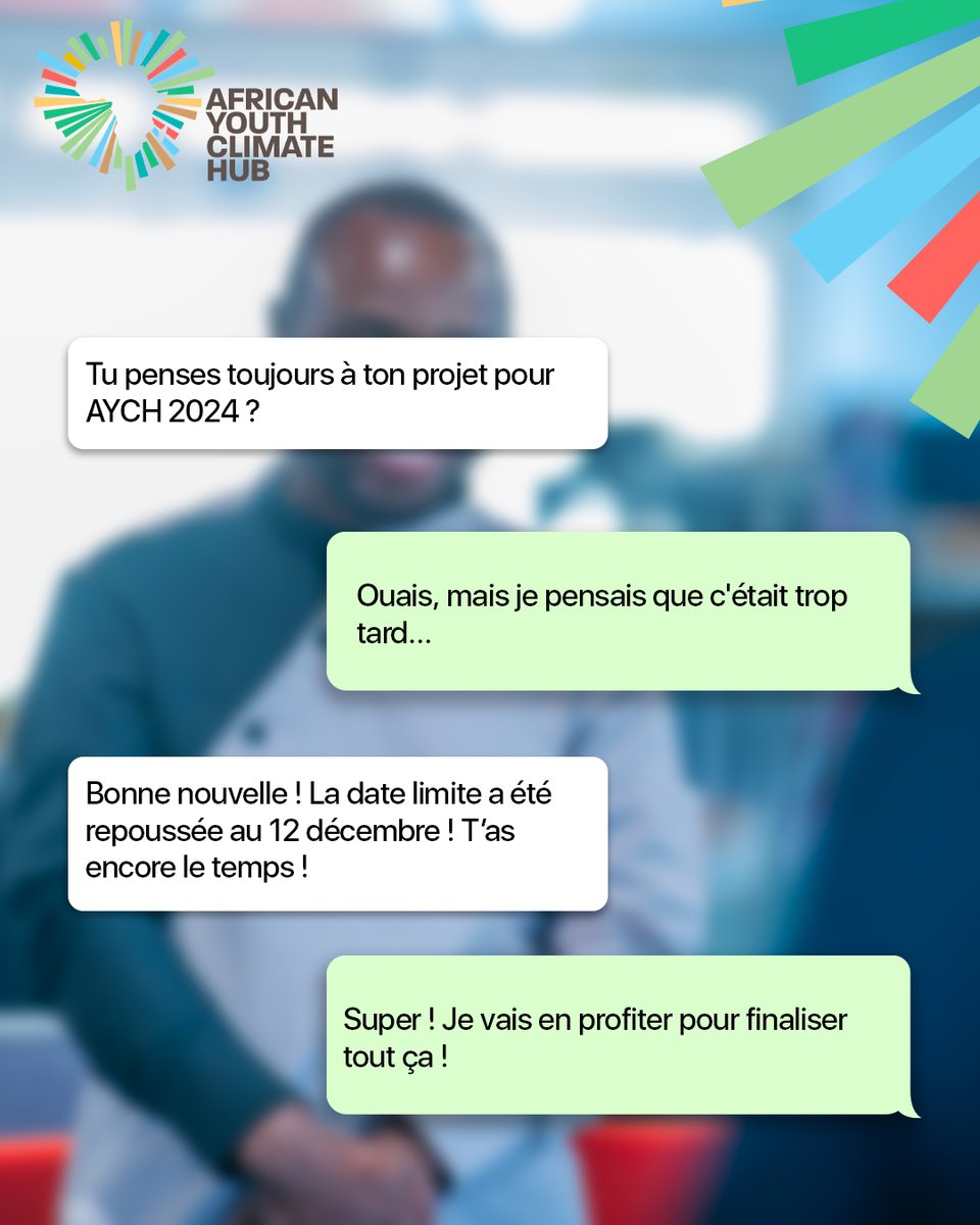 Tu n'as pas encore soumis ton projet pour AYCH 2025 ? Pas de panique ! La date limite a été repoussée jusqu’au 12 décembre 2024. C’est le moment idéal pour finaliser ton projet et le soumettre !
Plus de temps, plus d’opportunités pour faire briller ta créativité.
N'attends plus,