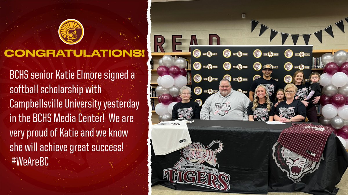 Congratulations to Katie Elmore on signing a softball scholarship with Campbellsville University!  #WeAreBC