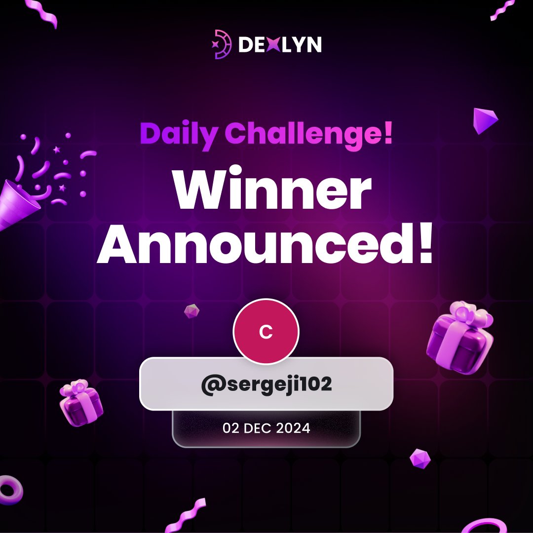 🎉 Congratulations to Today’s Lucky Winner! 🎉

<a href="/sergeji102/">Сергей И</a> , you’ve just won 10,000 $SUPRA! 

This selection was made fairly by Supra dVRF. 

To all participants - keep up the great work! Complete your tasks today for a chance to win tomorrow’s prize. 🚀 

#Dexlyn