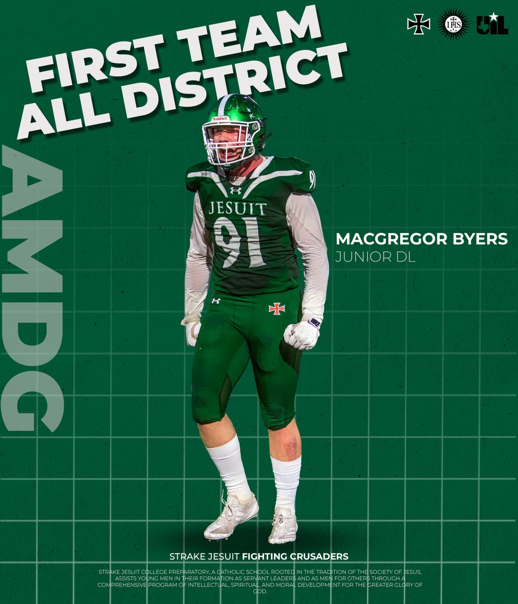 Congratulations to <a href="/ByersMacgregor/">MacGregor Byers</a> 
1st Team All-District DLinemen
3/5 Tech
41 Tackles - 10 TFL - 9 Sacks
Academic All-District