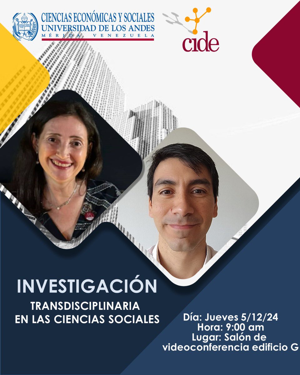 La transdiciplinariedad nos invita a pensar más allá de los límites.Al romper barreras entre disciplinas,descubrimos nuevas conexiones y perspectivas.

¡Juntos podemos construir un futuro más sostenible y equitativo!
Hora: 9am
Lugar: Salón del BCV FACES
Fecha:5-12-24