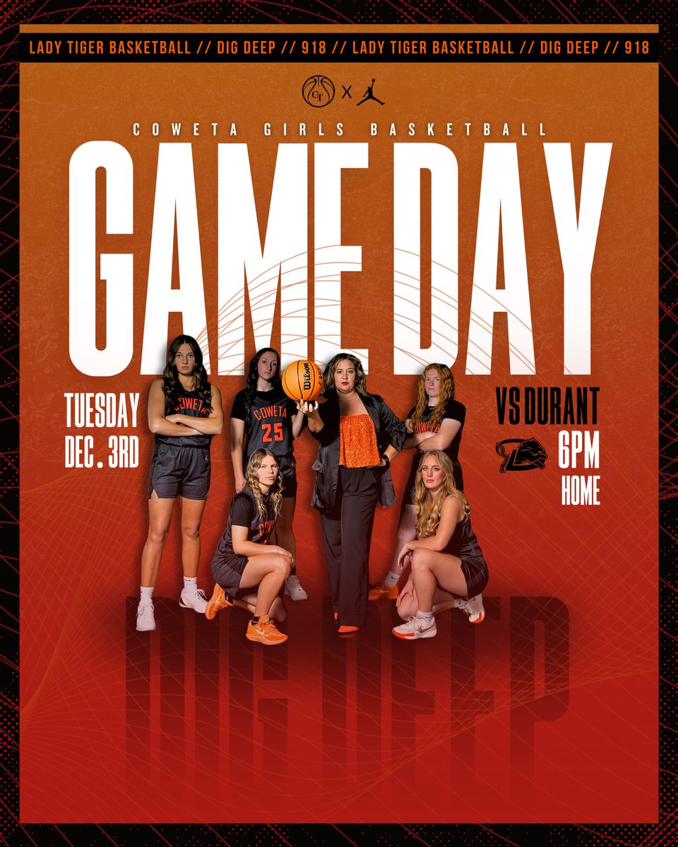 Itttttttttt’ssss TIIiiiiiimmmeeee!! -Mariah Carey

📍Coweta HS
VS Durant 🦁
⏰ JV 4:00pm   Varsity 6:00pm
💻 Livestream

#DigDeep🧡🖤