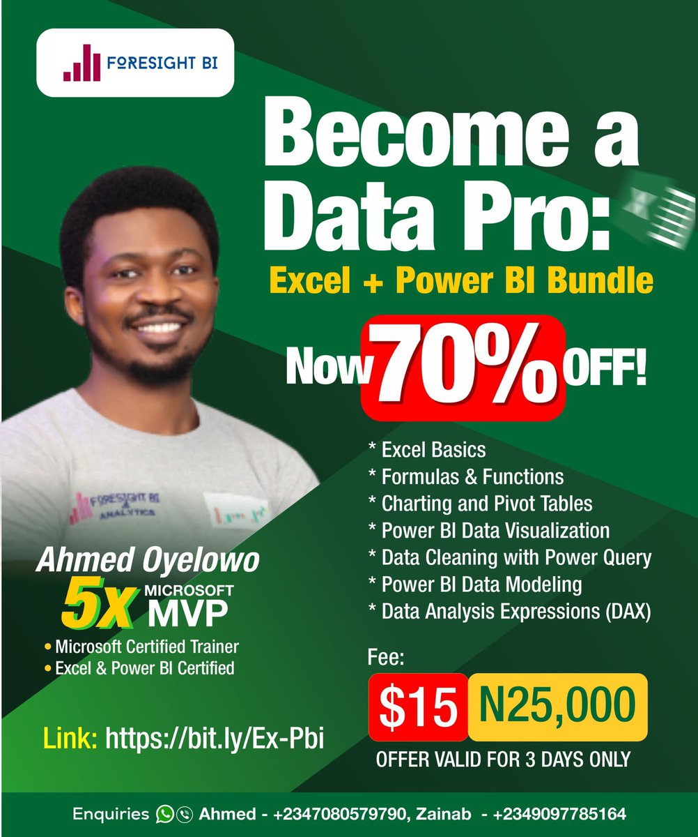 Hey guys,

Did you know the best thing you can do for yourself before the year ends?

Want to know? Okay here it is. As I’m committed to help you grow with me, you can still equip yourself with #Data Skills before the year ends or against 2025.
