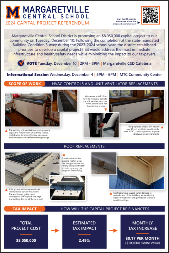 REMINDER:

Informational Session on Capital Project and Vote

When: Wednesday, December 4 at 5 P.M.

Where: MTC Community Center on 

Please join us for this informational session.