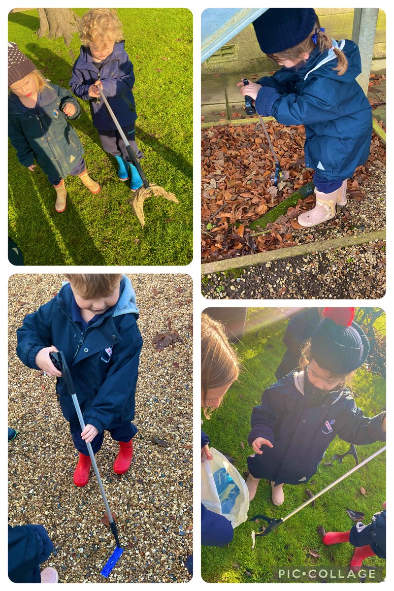 Day 2 - Today Jingle &amp; Sparkle (our Kindness Elves) encouraged us to do litter picking to help to keep our school grounds nice and clean. 🏡🏫✨Our Little Owls did such a marvellous job! #MonktonKindergarten #MonktonService #ActsOfKindness