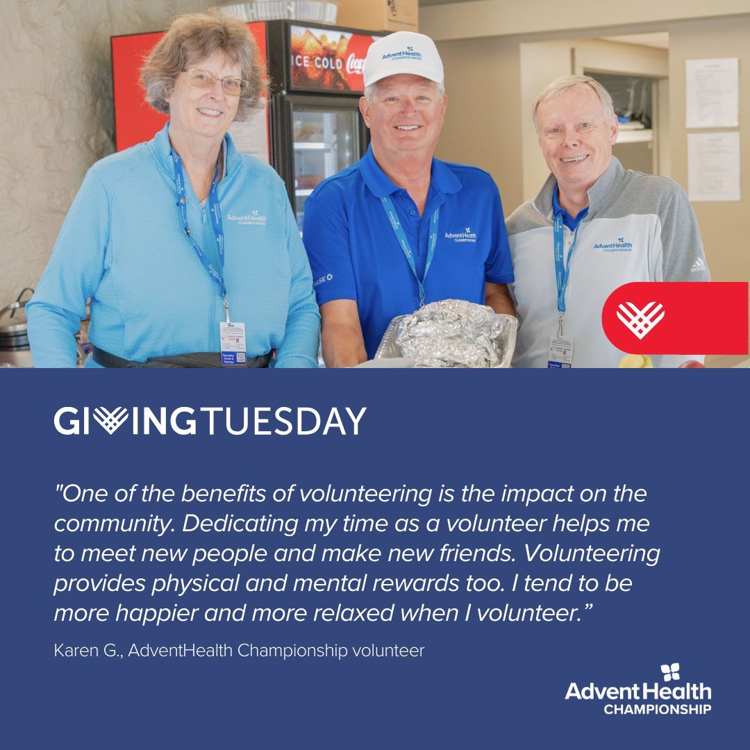 On this #GivingTuesday, consider another way to make a charitable impact: volunteer.  

When you volunteer for the AdventHealth Championship you not only support a community event, w/ proceeds benefiting KC families &amp; charities, but also the personal rewards.

#ItsMoreThanGolf