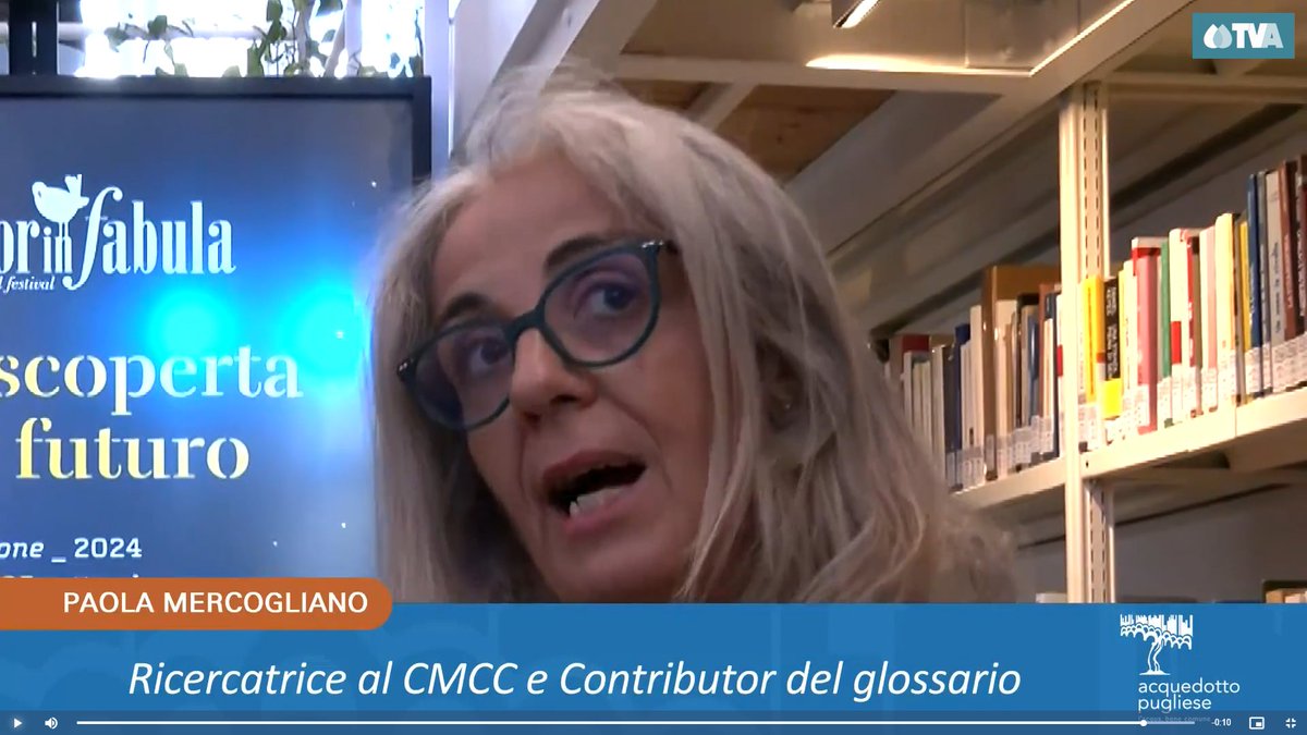 💡 Paola Mercogliano (CMCC Climate), Coordinator of Adaptation AGORA, participated in the 𝐋𝐞𝐜𝐭𝐨𝐫𝐢𝐧𝐟𝐚𝐛𝐮𝐥𝐚 𝐅𝐞𝐬𝐭𝐢𝐯𝐚𝐥, held at the end of September in Puglia, Italy. 
👓 Don't miss the video of the event (in Italian): tva.aqp.it/view/TDQKbeKSh…