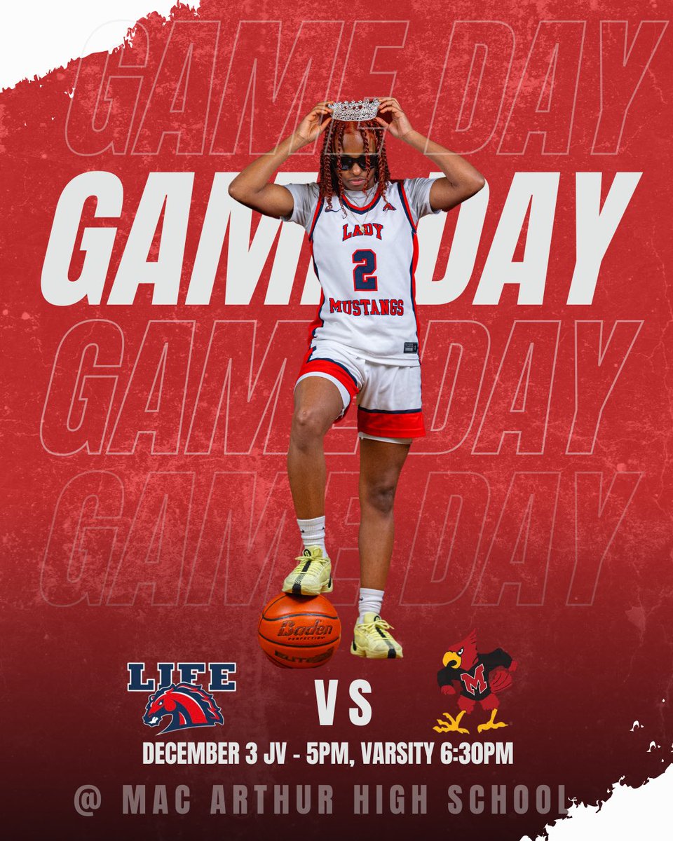 LHSWWomensHoops's tweet photo. IT’S GAME DAY!!! 🏀🔥 Come support your Lady Mustangs as they take on Mac Arthur! JV plays at 5pm, Varsity at 6:30pm. 

Tickets: https://t.co/u2XfkhDmZI 

#playwithpassion #winwithpride #ponyup https://t.co/b3sab40Et9