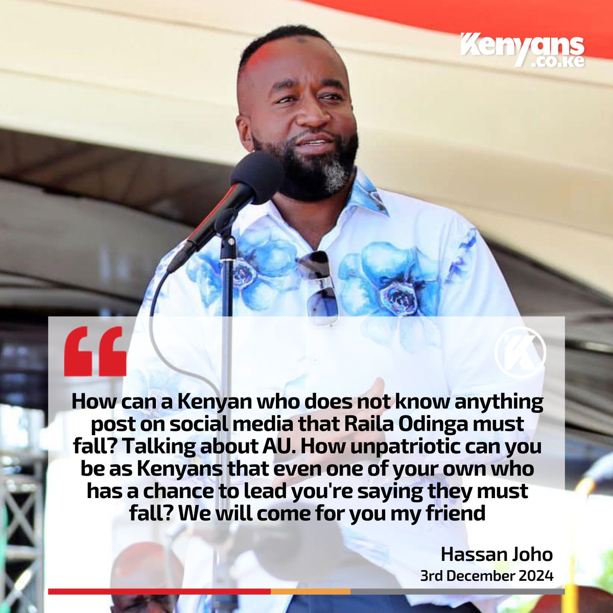 I want to remind <a href="/HassanAliJoho/">Hassan Ali Joho, EGH.</a> that me and millions of youths of this country want Raila Odinga to lose the AU.