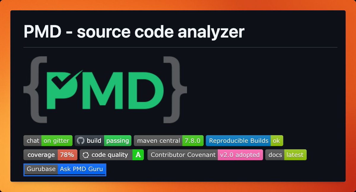 gurubaseio's tweet image. Check out PMD 🔍
&quot;An extensible multilanguage static code analyzer&quot;

github.com/pmd/pmd
#java #StaticAnalysis #OpenSource
